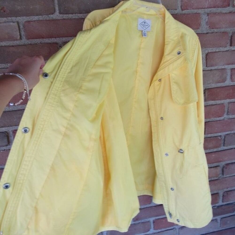 St. Johns Bay Women's 1X Plus Canary Yellow Utility Jacket Lightweight Spring - Picture 7 of 12